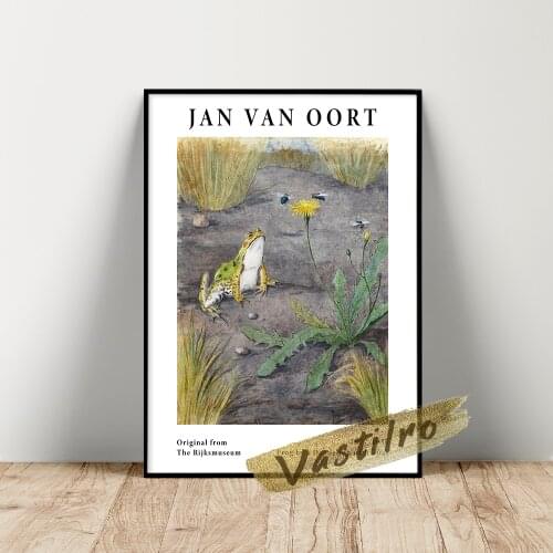 Jan Van Oort Journal Cover Poster, Jan Oort Frog Watercolor Picture, Vintage Animal Wall Art, Kids Room Wall Decor, Idea Gift