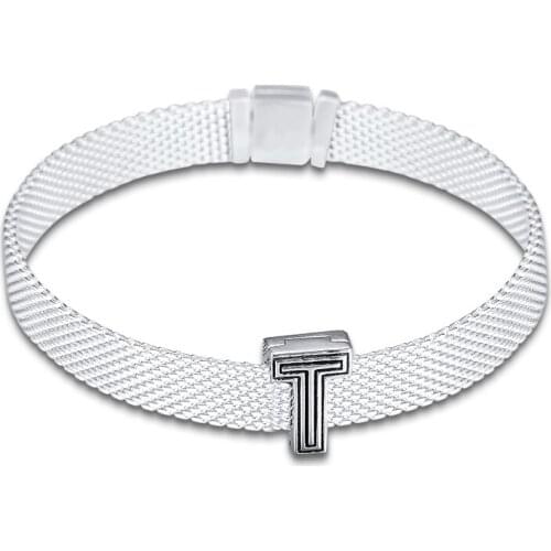 Fits for Pandora Charms Bracelets Letter T Clip Beads 100% 925 Sterling Silver Jewelry Free Shipping