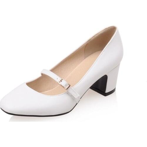 Big Size Simple single shoes with thick heels ladies high heels women shoes woman pumps
