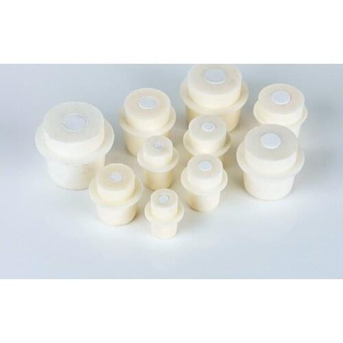 Different Size Conical Triangular Flask Plug Silicone Bung With Hole Stopper Airlock Bubbler Gas Filter Plugs Laboratory Bottles