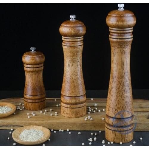 Wooden Grinder Manual Pepper Mill Kitchen Supplies Pepper Grinder 5 Inch 8 Inch 10 Inch Multi-use Spice Bottle
