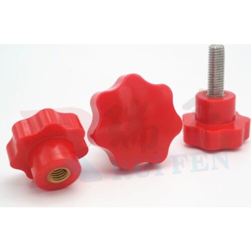 2pcs M5 Plum plastic head hand screw five-star handle bolts Red Color 10-50mm length stainless steel 35-50mm length