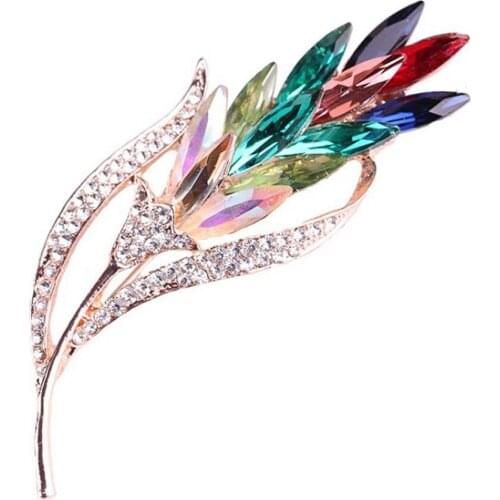 Stylish And Elegant Multi-Color Zircon Wheat And Diamond Brooch Jewelry 26