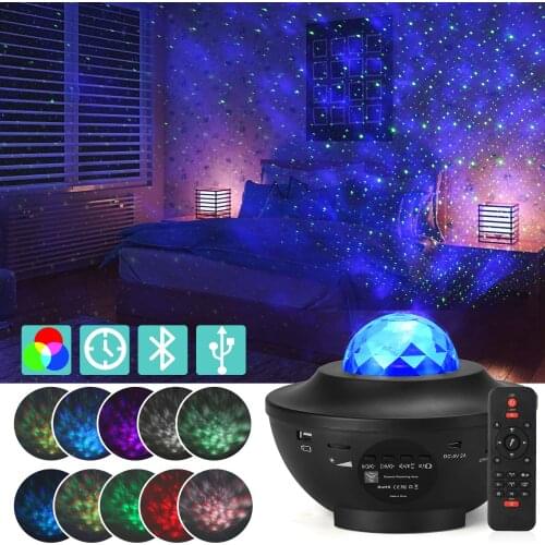 LED Night Light Colorful Starry Sky Projector Blueteeth USB Voice Control Music Player Romantic Projection Lamp Birthday Gift