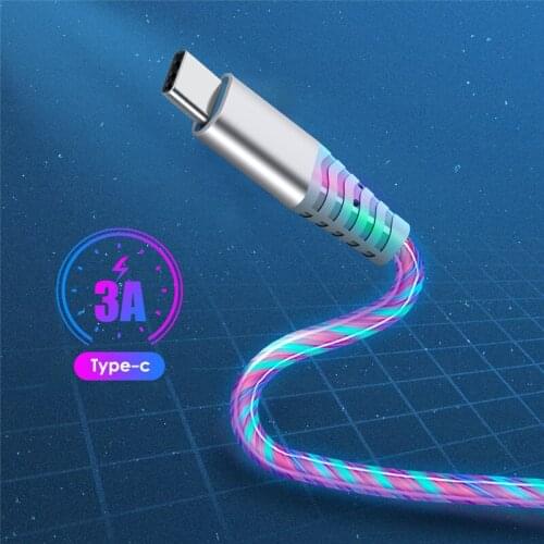 Glowing Lighting LED Cable 3A Fast Charging Cable USB Type C Micro USB Cable For Samsung Huawei Xiaomi USB Data Cable