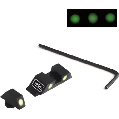 Tactical Fiber Optics Sight Green Front Rear Night Sight for Glock 17, 19, 22, 23, 24, 26, 27, 33, 34, 35