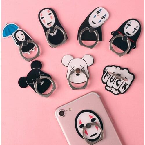 Universal Cartoon Bear Lovely Anime No Face Men 360 Degree Finger Ring Mobile Phone Smartphone Stand Holder For iPhone Xiaomi