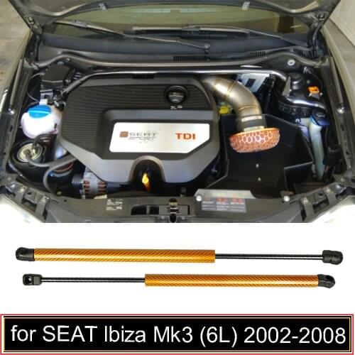 For SEAT Ibiza Mk3 (6L) 2002-2008 Front Hood Bonnet Modify Gas Struts Carbon Fiber Lift Support Gas Springs Damper