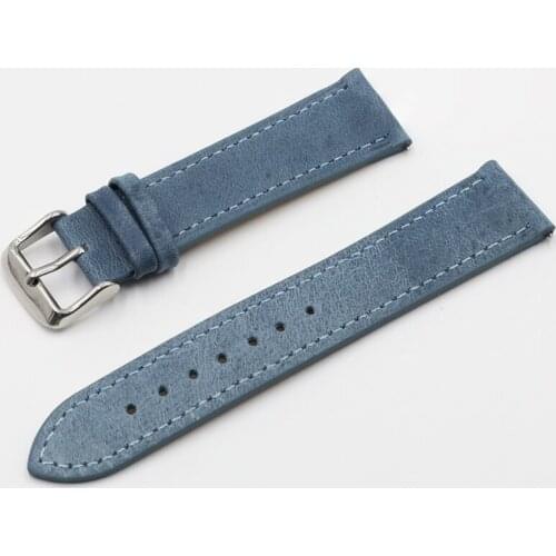 Onthelevel Vintage Watch Strap 18 19 20 22mm Genuine Leather Blue Watchband Replacement Belt Watch Accessories #E
