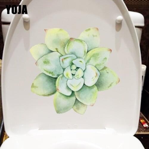 YOJA 23.4*22.7CM Green Fresh Succulents Fashion Wall Decal Home Decor WC Toilet Sticker T1-0908