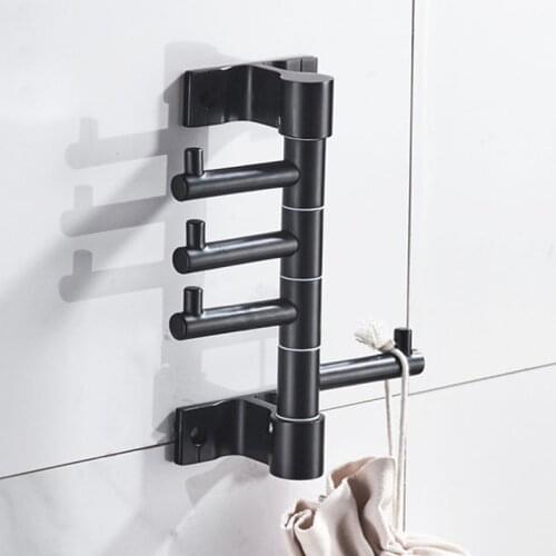 1Pc Creative Rotatable Bathroom Towel Rack Wall-mounted Kitchen Storage Shelf with Hook Home Supplies