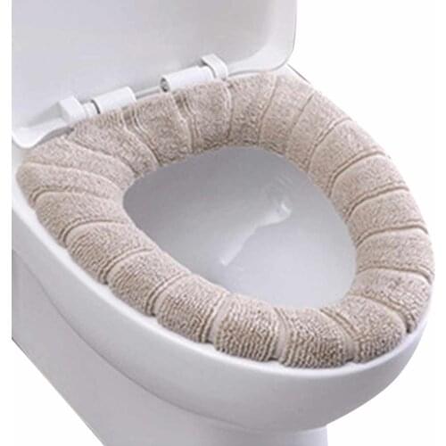 1pc Bathroom Soft Thicker Warmer Stretchable Washable Cloth Toilet Seat Cover Closestool Pads Bathroom Toilet Decor Accessories
