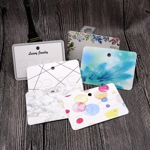 Colorful Pattern Printed Handmade Hairpin package & display cards 100pcs For Jewelry Packaging Vintage Accessory Rectangle Label