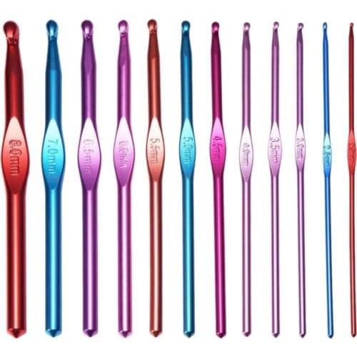 22 Pcs/Set Ergonomic Multi Colour Stainless Steel Crochet Hooks Yarn Knitting Needles 2-8mm Sewing Tools with Case