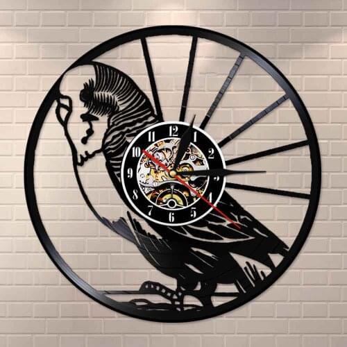 3D Vinyl Clock Decor Birthday Gift Nature Wall ArtBudgie Bird Vinyl Record Clock Parrot For Her Birds Nursery Decor Wall Watch