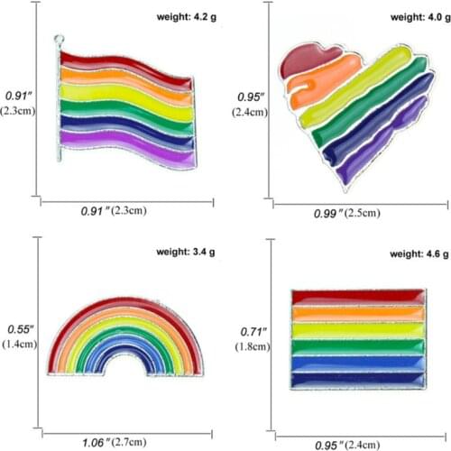 4 Pcs/set New Harajuku Rainbow Love Heart Banner Brooch Coat Clothing Drips Oil Accessories Cartoon Brooches R7RF