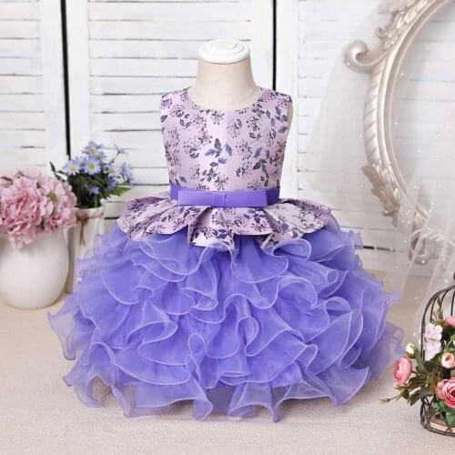 4 Styles Toddler Kids Baby Girls Floral Lace Ball Gown Princess Dress Party Dress Clothes 0240 White Blue Purple Pink 0-6 Years