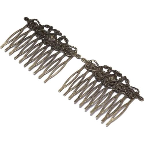 5pcs/lot 52*56 mm Women Charm Barrettes Antique bronze Teeth Metal Hairpins Findings DIY Hair Comb Supplies For Jewelry Making