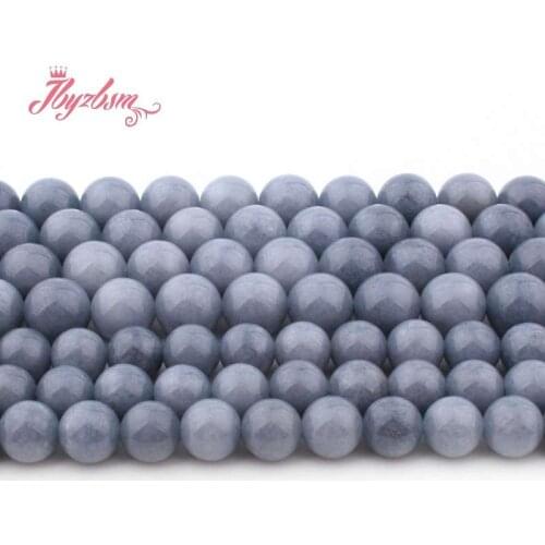 6,8,10,12mm Smooth Round Ball Beads Blue Angelite Jade Stone Beads For DIY Necklace Bracelets Jewelry Making 15" Free Shipping