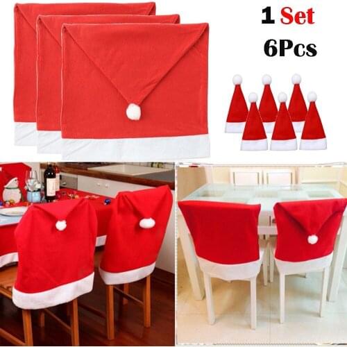 6pcs Santa Hat Chair Christmas Decorations For Home Table Covers Christmas Decor Dinner Chair Xmas Cap Sets Deco De Noel