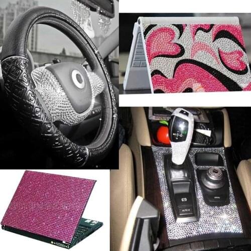 Glittering Rhinestone Car Auto Phone Sticker Self-adhesive DIY Decals Decoration Automotive Interior Stickers Accessories
