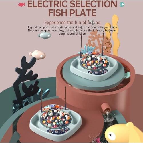Kids Fishing Toys Electric Rotating Fishing Play Game Musical Fish Plate Set Magnetic Outdoor Sports Toys New Children Gifts