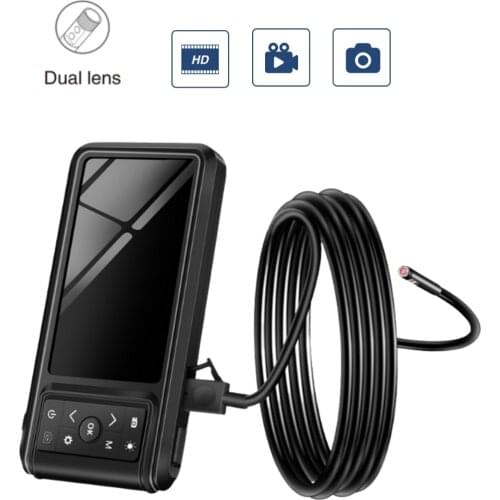 5mm Handheld Industrial Endoscope Dual Lens Camera with 4.5 Inch IPS Screen 1080P IP67 Waterproof Borescope Car Pipe Inspection
