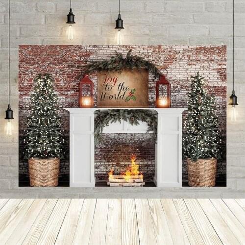 Avezano Happy Christmas Tree Winter Background Fireplace Lantern Light Indoor Decoration Kids Backdrops Photo Studio Photophone