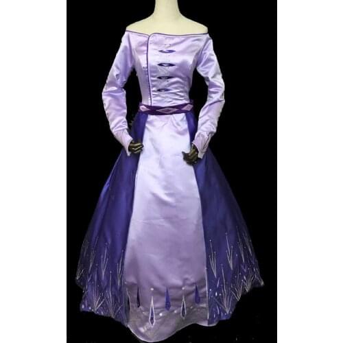 Cartoon Movie Ice Snow Queen 2 Elsa Cosplay Costume Adult Women Embroidered Princess Dress Fancy Halloween Party Gown