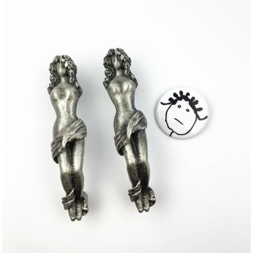 LCH Nordic Style Mermaid Greek Statue Horse Deer Creative Matte Silver Knob Vintage Lead-Zinc Alloy Cabinet Handle Drawer Pull