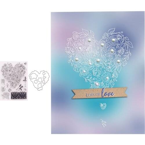 Heart Shaped Flower Metal Cutting Dies and Clear Stamps for DIY Scrapbooking Crafts Die Cut Stencils Card Make Photo Album Decor