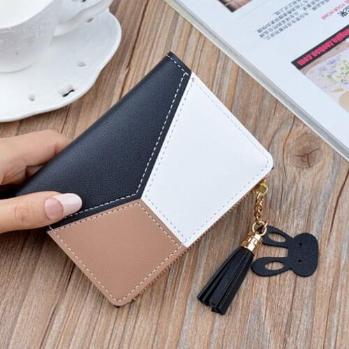 Q Geometric Women Cute Pink Wallets Pocket Purse Card Holder Patchwork Wallet Lady Female Fashion Short Coin Burse Money Bag