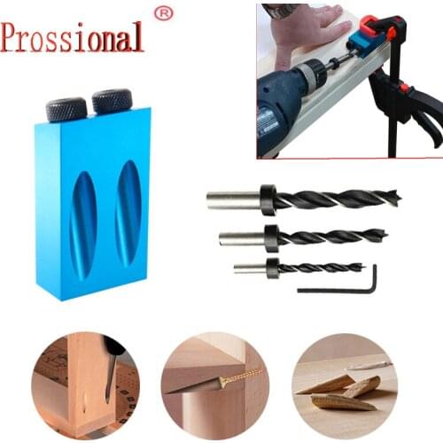 DIY Pocket Hole Jig Kit 6/8/10mm Drive 15 Degree Angle inclined hole positione Adapter For Woodworking Drilling Holes Guide