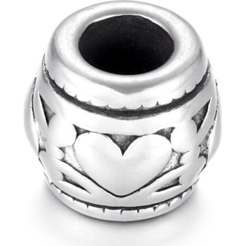 316L Stainless Steel Barrel Bead Heart Polished 5mm Large Hole Metal Beads Charms for DIY Bracelet Jewelry Making Accessories