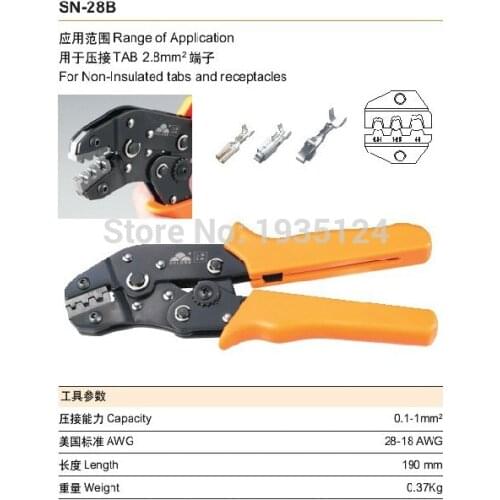 SN-28B crimping tool crimping plier 0.1-1.0mm2 multi tool tools hands for Non-insultated tabs and receptacles