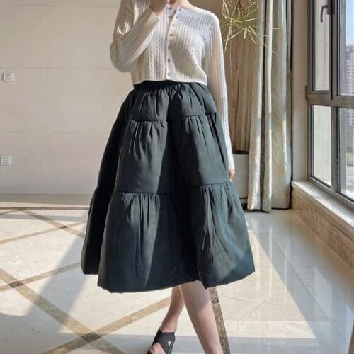 Solid Color Quilted Cotton Women Skirt
