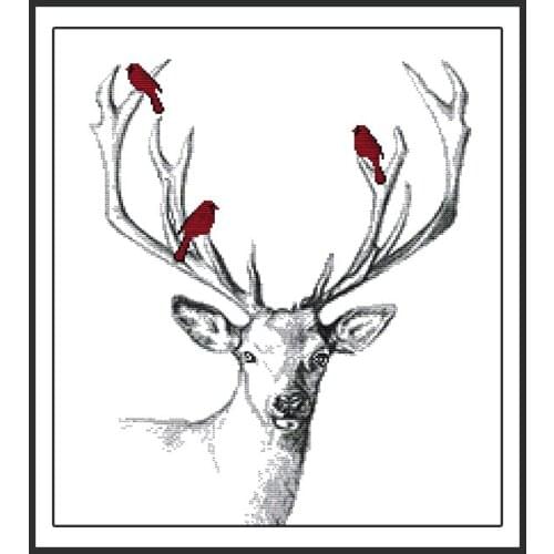 Deer Cross Stitch Patterns Printed Fabric For Embroidery Kit 14CT 11CT DMC DIY Crafts Counted Canvas for Needlework Home Decor