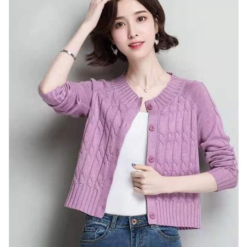 PEONFLY Korean Style Cardigan Women Fashion 2020 Single Breasted Knitted Coat Slim Winter Autumn Sweaters Female Knitwear Blue