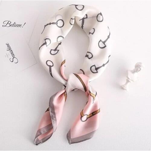 Luxury Silk Satin Head Scarf For Women Fashion Kerchief Print Hair Scarfs 70cm Square Headband Neck Scarves For Ladies Dropship