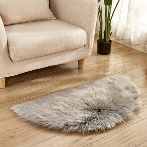 Fluffy Carpet Solid Half Round Sofa Living Room Bedroom Foot Pad Indoor Cold Proof Non Slip Washable Soft Shaggy Quality Mat