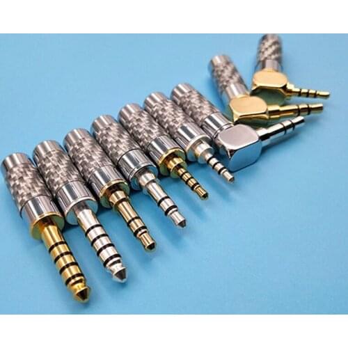 Carbon fiber gold-plated silver plated 2.5mm3.5mm4.4mm five balanced stereo diy earphone jack plug 6.0 hole