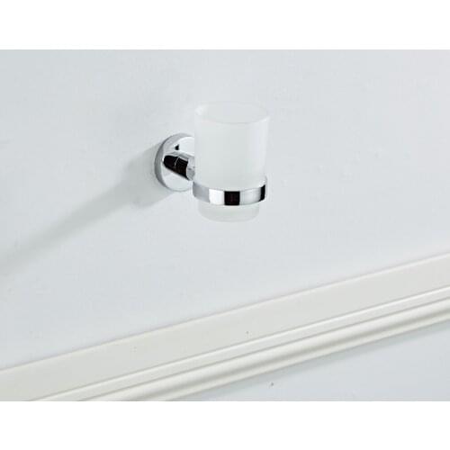 SmileMonkey Glass wash cup holder stainless steel single cup wall hanging toothbrush holder