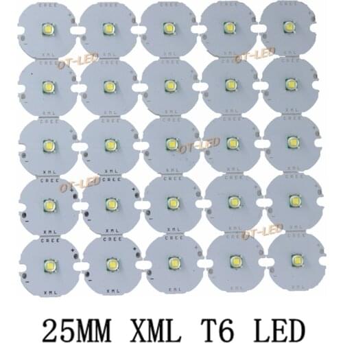 2PCS 25mm CREE XML XM-L T6 LED U2 10W WHITE Warm White High Power LED Chip Emitter Diode with 25mm PCB for DIY