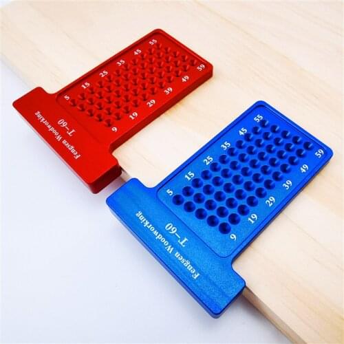 T-60 Woodworking Scribing Ruler Hole Scribing Right Angle Ruler Aluminum Alloy Line Drawing Measuring Gauge Carpenter Tools