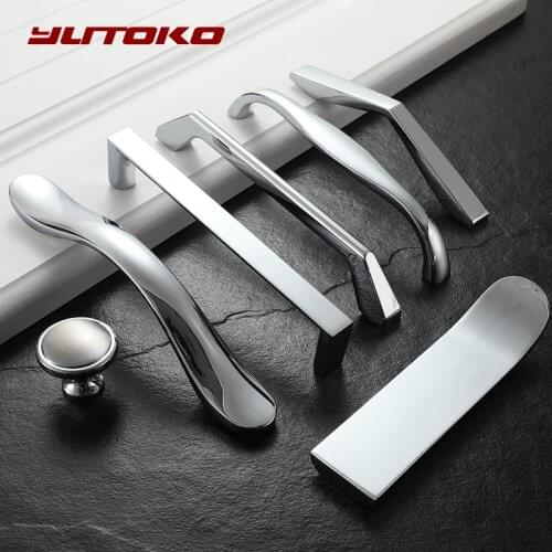 YUTOKO Modern Cabinet Door Handles Minimalist Silver Wardrobe Cupboard Zinc Alloy Door Handle Nordic Drawer Door Knobs Pulls
