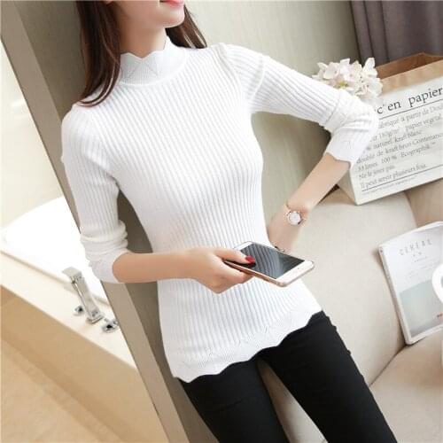 Half Turtleneck Shirt female long sleeved pullover 9a11c thickened short slim tight sweater sweater