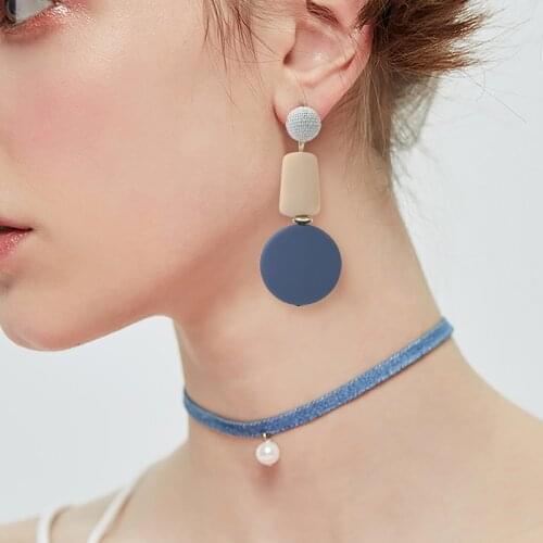 ZWC New Fashion Wooden Drop Earrings For Women Statement Geometric Tassel Long Dangle Earring Female Brincos Vintage Jewelry