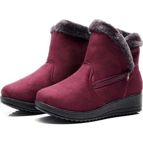 Jinsen Aite Women Winter Snow Boots Waterproof Casual Plush Warm Flat With Ankle Boots Women Shoes High Quality Plus Size JS765