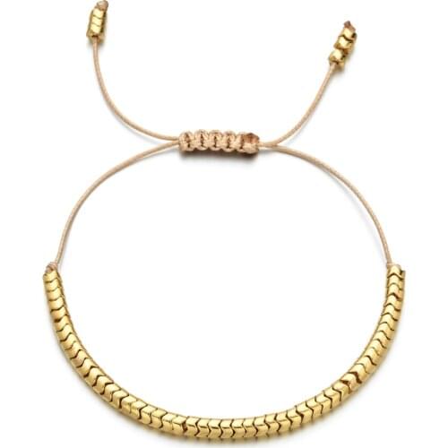 Hot Sale Gold Color Hematite Stone Handmade Bracelets Snake Chain Charm Bracelets For Women Valentines Day Gift Dropshiping