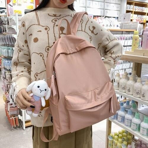 Women Backpack Solid Color School Bag For Teenage Girl School Backpacks Female Cute Travel Shoulder Bag Kawaii Backpack